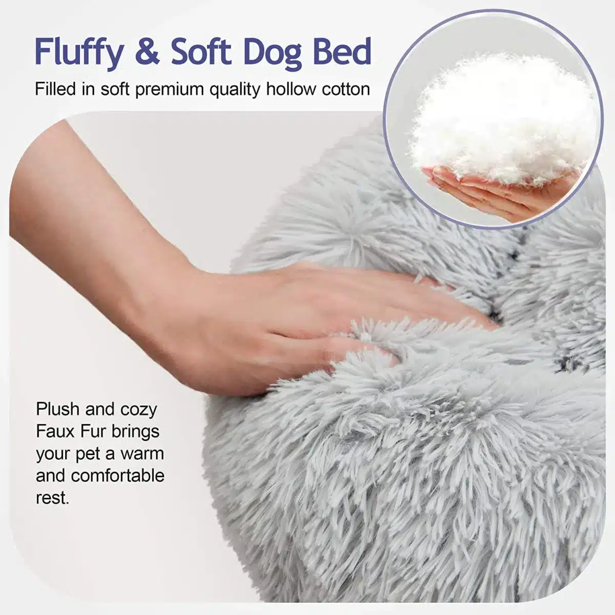 Fluffy Donut Calming Dog Bed – Washable Comfort - Image 5