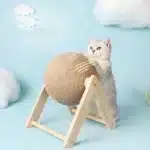Rotating Cat Scratching Ball Toy – Sisal Rope & Wooden Base - Image 3