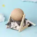 Rotating Cat Scratching Ball Toy – Sisal Rope & Wooden Base - Image 2