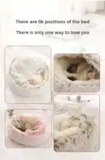 Autumn & Winter Calming Pet Bed – Semi-Enclosed Plush Nest for Cats & Small Dogs - Image 3