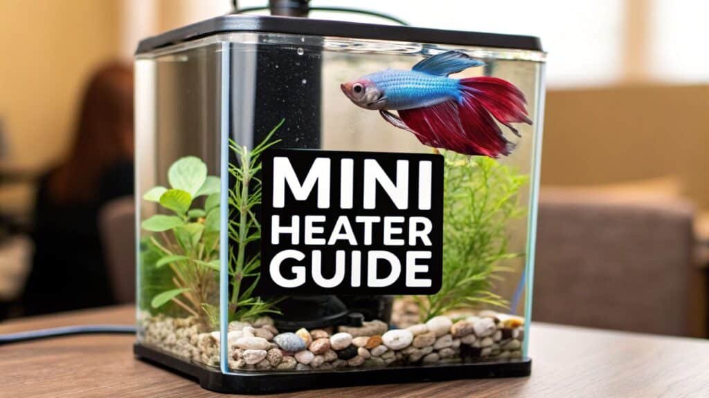Betta fish in a decorated aquarium.