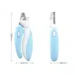 White LED pet nail clipper with blue accent, side view