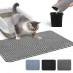 Cat playing on a cat litter mat
