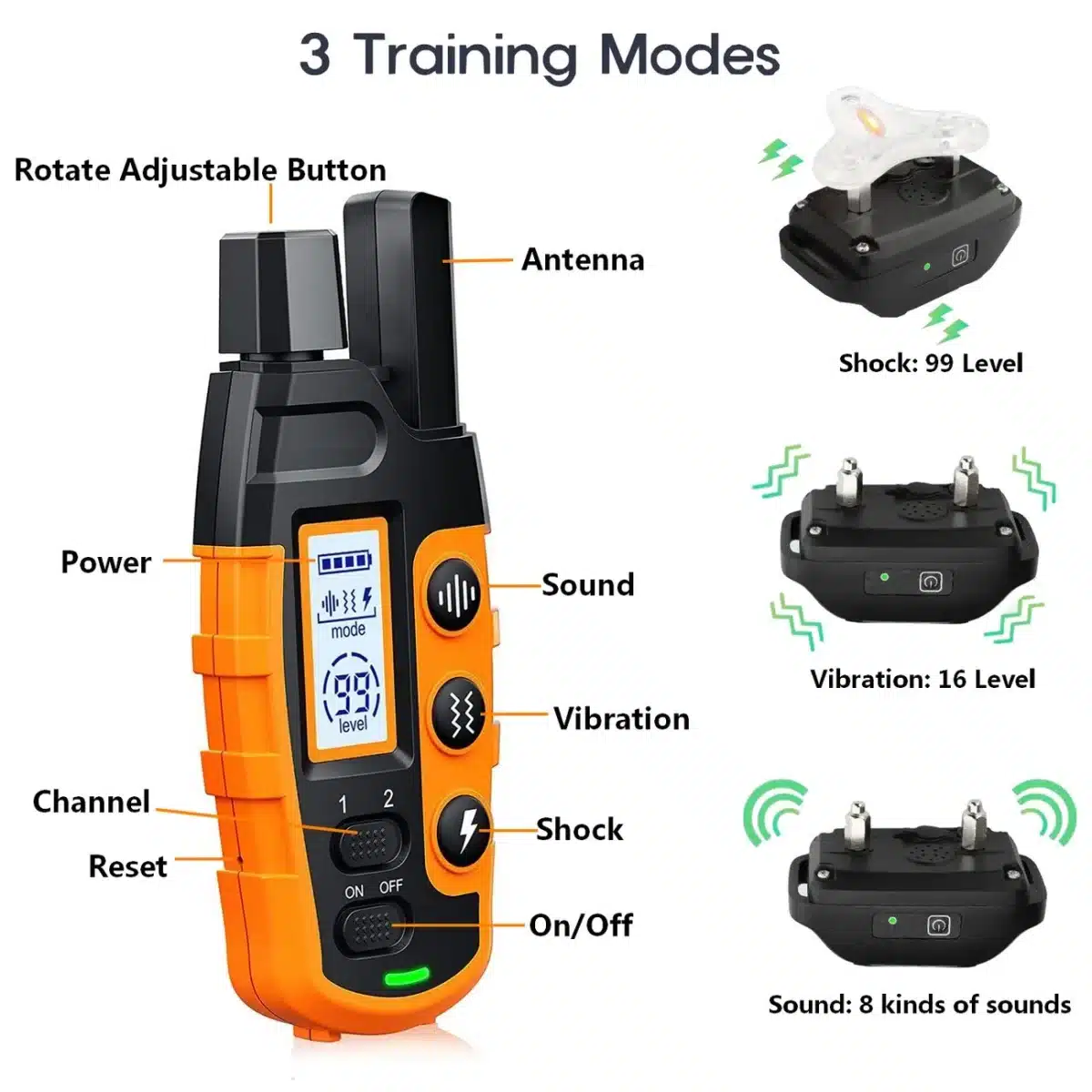 Dog Training Collar with Remote - Rechargeable & Waterproof -2