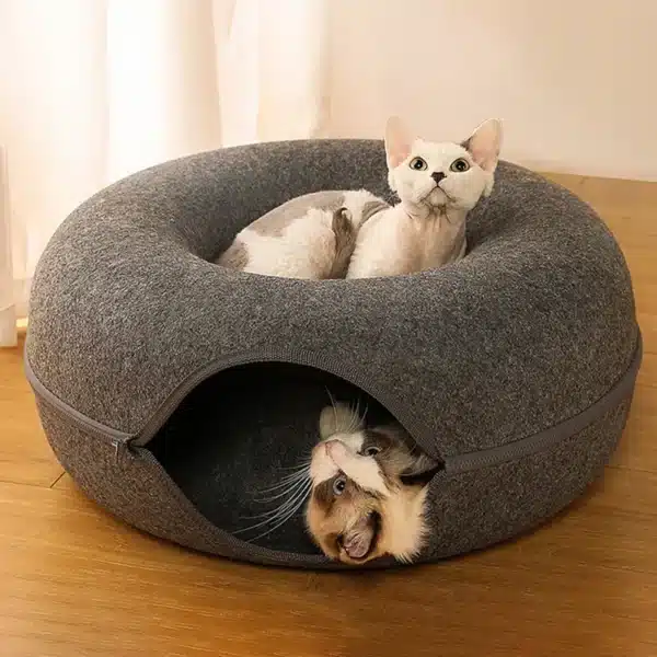 Felt Donut Cat Tunnel Bed with Breather Hole