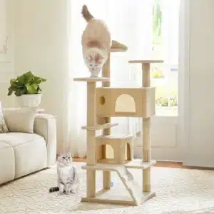 pet cat on a 54 inch pet tree tower
