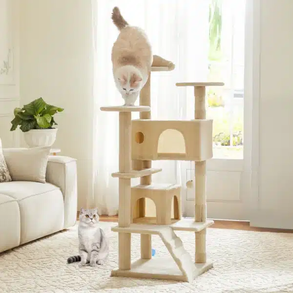 pet cat on a 54 inch pet tree tower