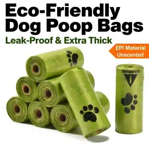 Eco friendly dog poop bags w/ Dispenser – Leak-Proof  (5 Rolls)
