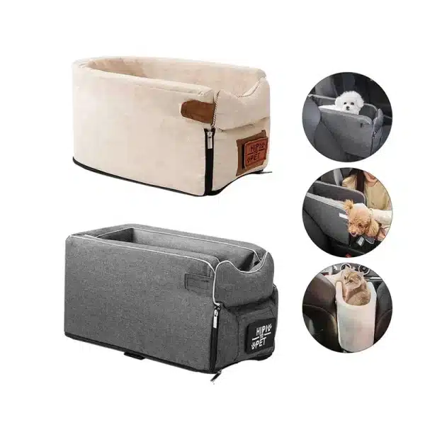 Premium Center Console Dog Car Seat for Small Dogs & Cats